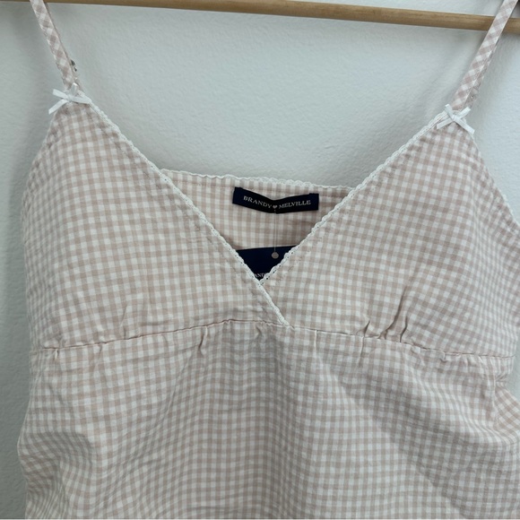 Brandy melville pink gingham bow tank top - Picture 3 of 7